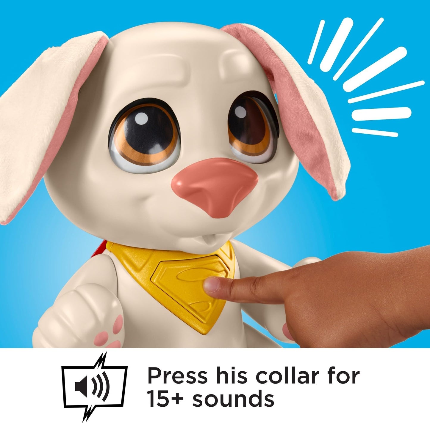 Fisher-Price DC Super Pets HGV05 - DC League of Super-Pets Baby Krypto, bewegliche Hundepuppe mit Geräuschen und Spielzubehör für Kinder ab 3 Jahren