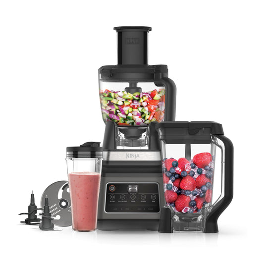 Ni Nja 3-in-1 Küchenmaschine mit 5 Programmen, 1200W, 1,8L Schüssel, 2,1L Krug, 700ml Becher, Auto-iQ, spülmaschinenfest, BN800EU